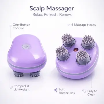 Electric Scalp & Head Massager for Deep Relaxation and Hair Care in Purple, view 2