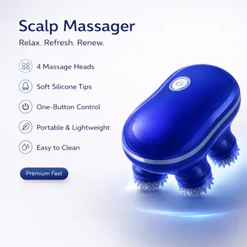 Electric Scalp & Head Massager for Deep Relaxation and Hair Care in Blue, view 2
