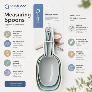 3-Piece Nesting Kitchen Measuring Spoons & Food Scoop Set in Assorted Pastels, view 2