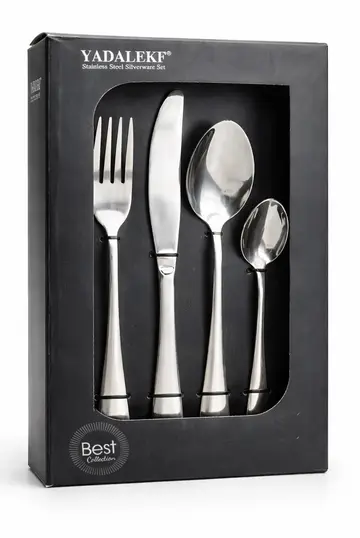 24-Piece Stainless Steel Cutlery Set - Elegant Silverware for Modern Dining in Boxed Set, view 2