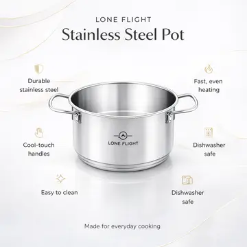 Lone Flight Premium Stainless Steel Casserole Pot in Stainless Steel, view 2