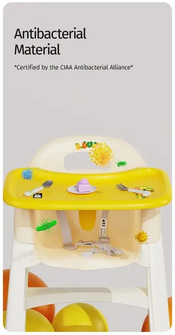 Luddy B.Duck 'Eggshell' Antibacterial Baby High Chair in Yellow, view 3