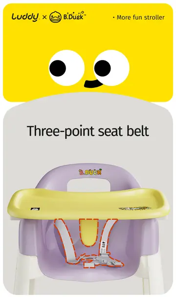 Luddy B.Duck 'Eggshell' Antibacterial Baby High Chair in Yellow, view 8