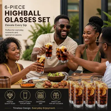 Premium 6-Piece Highball Glassware Set - 400ml in Clear Glass, view 3