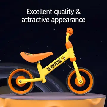 B.Duck "Be Playful" Lightweight Toddler Balance Bike in Yellow, view 3