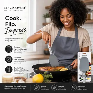 Premium Silicone Spatula with Stainless Steel Handle in Grey, view 3