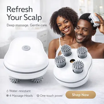 Electric Scalp & Head Massager for Deep Relaxation and Hair Care in White, view 3
