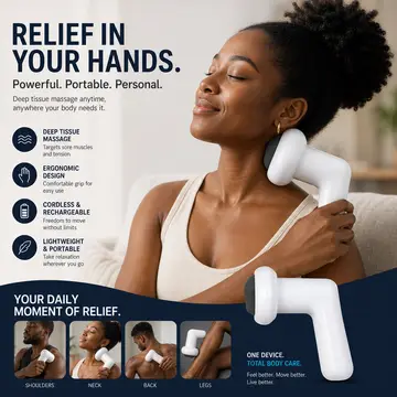 5-in-1 Handheld Shiatsu Body Massager in White, view 3