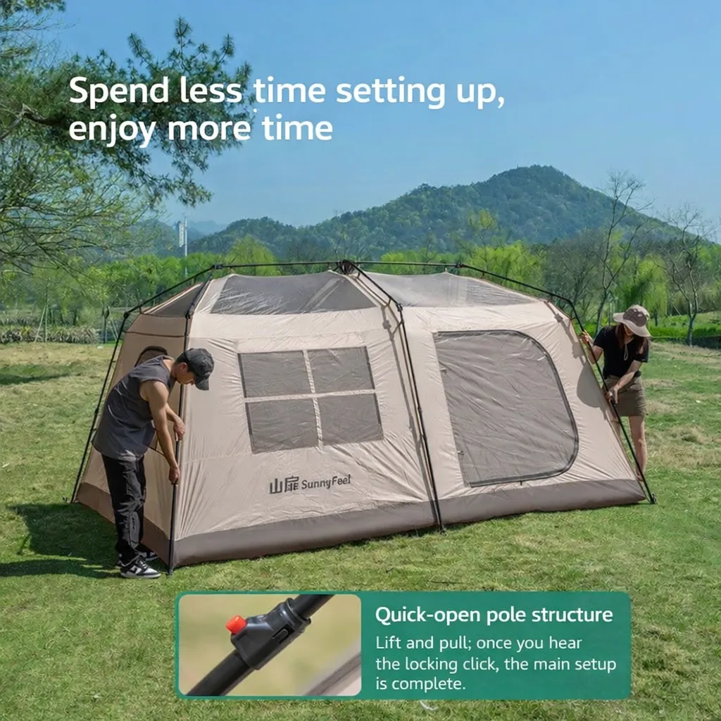 Expandable Canopy Family Tent in Khaki, view 3