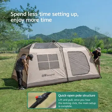 SunnyFeel 4-6 Person Automatic Camping Tent with Expandable Canopy in Khaki, view 3