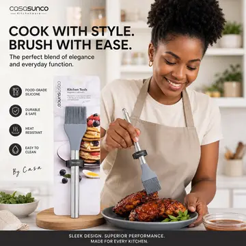 Premium Silicone Basting & Pastry Brush with Stainless Steel Handle in Grey, view 3