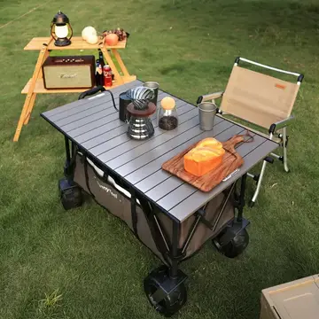 SunnyFeel Heavy Duty Foldable Camping Wagon & Utility Trolley - 120kg Load in Grey, view 3