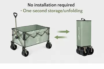 Heavy-Duty Collapsible Camping Wagon - All-Terrain Foldable Utility Trolley (220L) in Beige, view 3