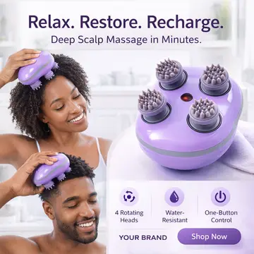 Electric Scalp & Head Massager for Deep Relaxation and Hair Care in Purple, view 3