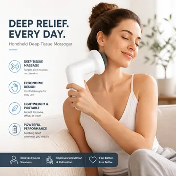 5-in-1 Handheld Shiatsu Body Massager in White, view 4