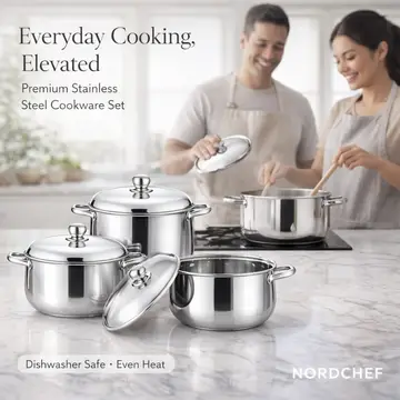6-Piece Premium Stainless Steel Cookware Pot Set with Lids in Stainless Steel, view 4