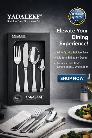 24-Piece Stainless Steel Cutlery Set - Elegant Silverware for Modern Dining in Boxed Set, view 4