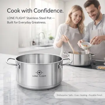 Lone Flight Premium Stainless Steel Casserole Pot in Stainless Steel, view 4