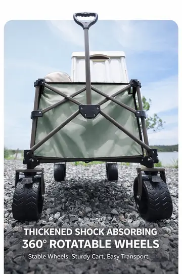Heavy-Duty Collapsible Camping Wagon - All-Terrain Foldable Utility Trolley (220L) in Black, view 4