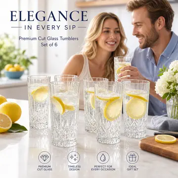 6-Piece Premium 380ml Highball Glassware Set in Clear Glass, view 4