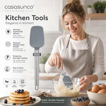 Premium Silicone Spatula with Stainless Steel Handle in Grey, view 4