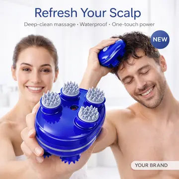 Electric Scalp & Head Massager for Deep Relaxation and Hair Care in Blue, view 4