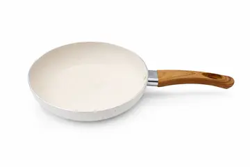 7-Piece White Granite Non-Stick Cookware Set with Wood-Effect Handles in White Granite, view 4
