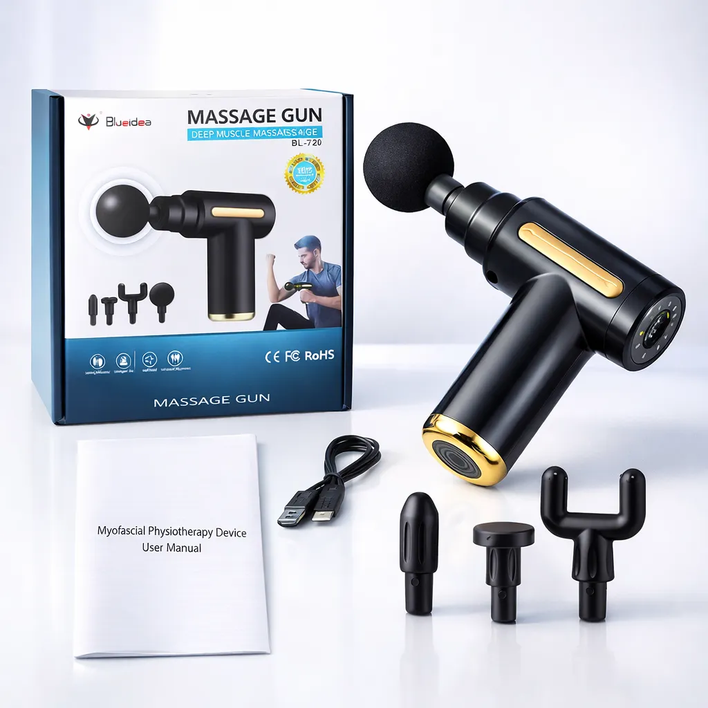 Blueidea BL-720 Rechargeable Deep Tissue Massage Gun in Black, view 4