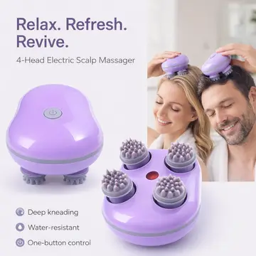 Electric Scalp & Head Massager for Deep Relaxation and Hair Care in Purple, view 4