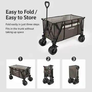 SunnyFeel Heavy Duty Foldable Camping Wagon & Utility Trolley - 120kg Load in Grey, view 4