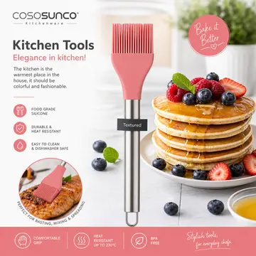 Premium Silicone Basting & Pastry Brush with Stainless Steel Handle in Pink, view 5