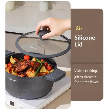 Donnor Premium 16-Piece Non-Stick Maifan Stone Cookware Set in Ivory Cream, view 5