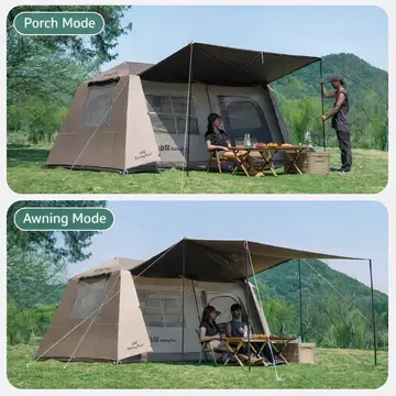 SunnyFeel 4-6 Person Automatic Camping Tent with Expandable Canopy in Khaki, view 5