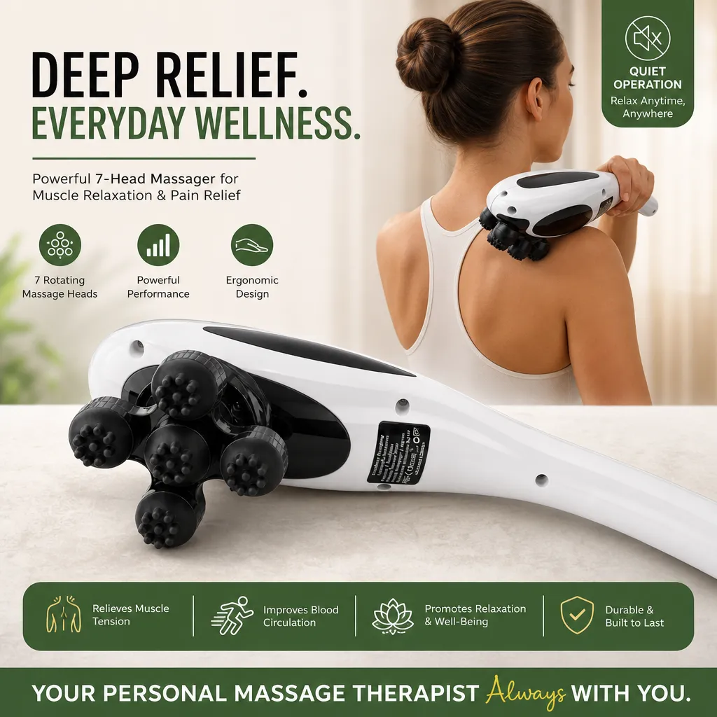 Cordless Handheld Deep Tissue Percussion Massager in White, view 3