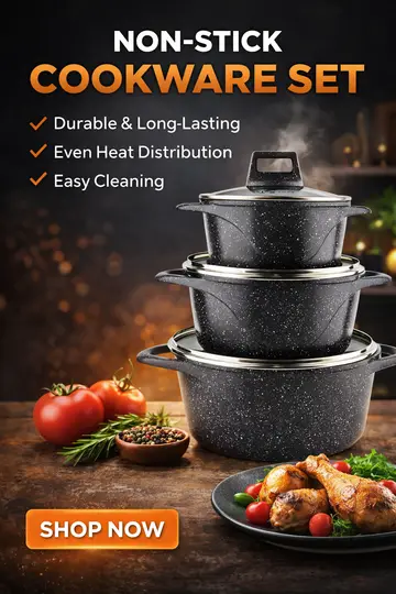 Premium 6-Piece Non-Stick Granite Coated Cookware Pot Set with Lids in Black Granite, view 5