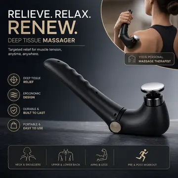 Folding Heat & Freeze Percussion Massager with 10 Heads in Black, view 3