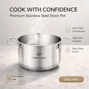 Lone Flight Premium Stainless Steel Casserole Pot in Stainless Steel, view 5