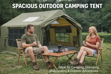 Luxury Inflatable Glamping Tent - Waterproof 420D Oxford 6 Person Outdoor Shelter in Green, view 5