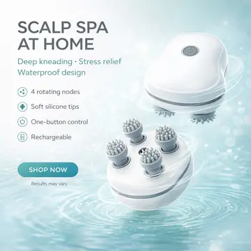 Electric Scalp & Head Massager for Deep Relaxation and Hair Care in White, view 5