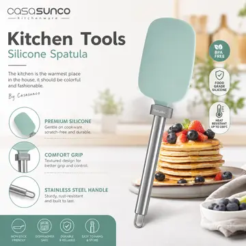 Premium Silicone Spatula with Stainless Steel Handle in Green, view 5
