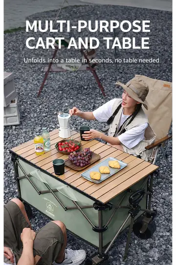 Heavy-Duty Collapsible Camping Wagon - All-Terrain Foldable Utility Trolley (220L) in Black, view 5