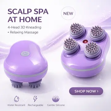 Electric Scalp & Head Massager for Deep Relaxation and Hair Care in Purple, view 5