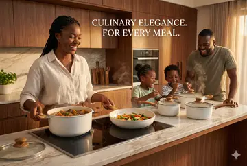 7-Piece White Granite Non-Stick Cookware Set with Wood-Effect Handles in White Granite, view 6