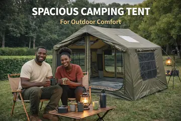 Luxury Inflatable Glamping Tent - Waterproof 420D Oxford 6 Person Outdoor Shelter in Green, view 6