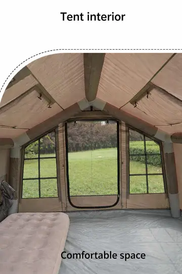 Luxury Inflatable Glamping Tent - Waterproof 420D Oxford 6 Person Outdoor Shelter in Green, view 7