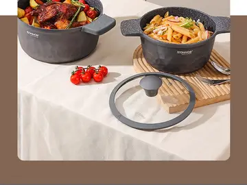 Donnor Premium 16-Piece Non-Stick Maifan Stone Cookware Set in Ivory Cream, view 9