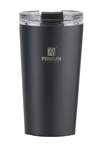350ml Penguin Stainless Steel Thermal Travel Mug with Dual-Sip Lid in Black, view 1