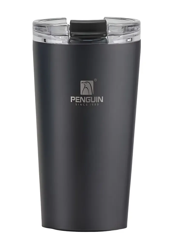 350ml Penguin Stainless Steel Thermal Travel Mug with Dual-Sip Lid in Black, view 3