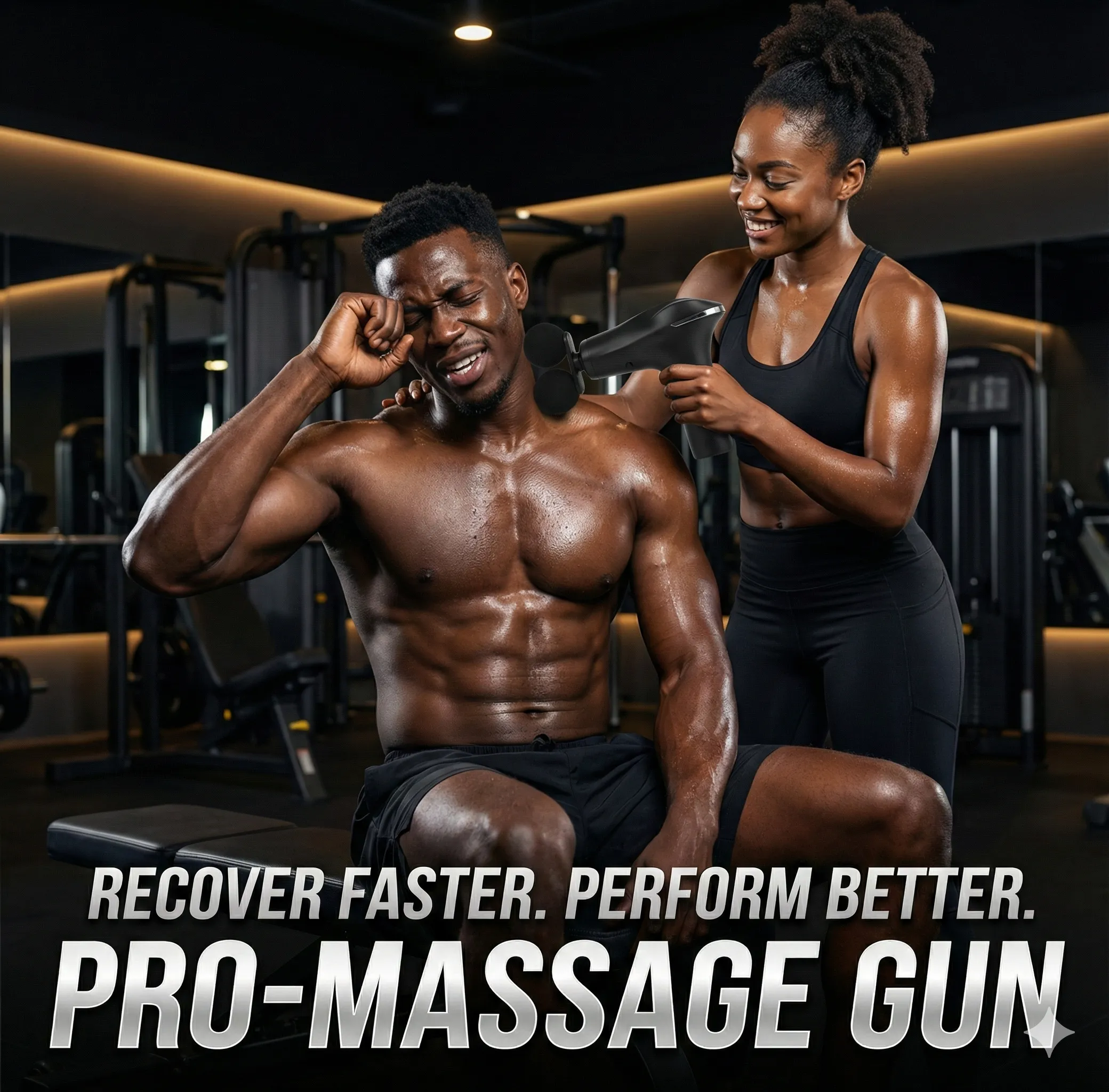 Dual-Head Deep Tissue Percussion Massage Gun in Black, view 3