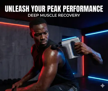 High-Torque Deep Tissue Percussion Massage Gun for Muscle Recovery & Pain Relief in Black, view 3
